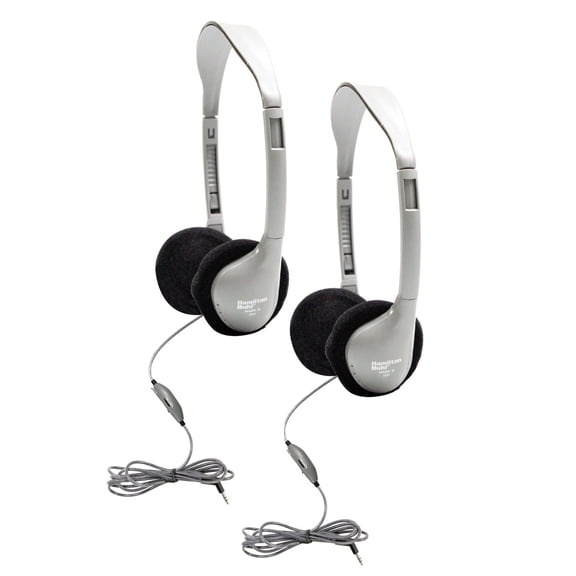 HamiltonBuhl SchoolMate On-Ear Stereo Headphone with In-Line Volume Control, Pack of 2