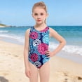 thumbnail image 2 of Bainana Little Girls Monokini Swimsuit Cartoon Print Sleeveless Crew Neck Swimwear Breathable Soft Girls Youth Summer Beach Party Sport Bathing Suit Sky Blue Size 12-14 Years, 2 of 6