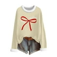 thumbnail image 2 of Craaazy Christmas Womens Shirts Fleece Crew Neck Long Sleeve Womens Tops Christmas Prints Loose Pullover Gifts for Women, 2 of 6