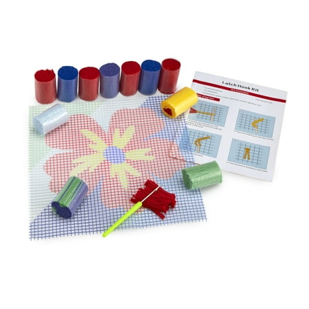 - Flower DIY Latch Hook Kit – Sew Your Own 12”x12” Fuzzy Rug - Includes Canvas, Tool, Instructions, Acrylic Yarn – Crochet and Needlework Crafts for Kids and Adults – by Zirrly…