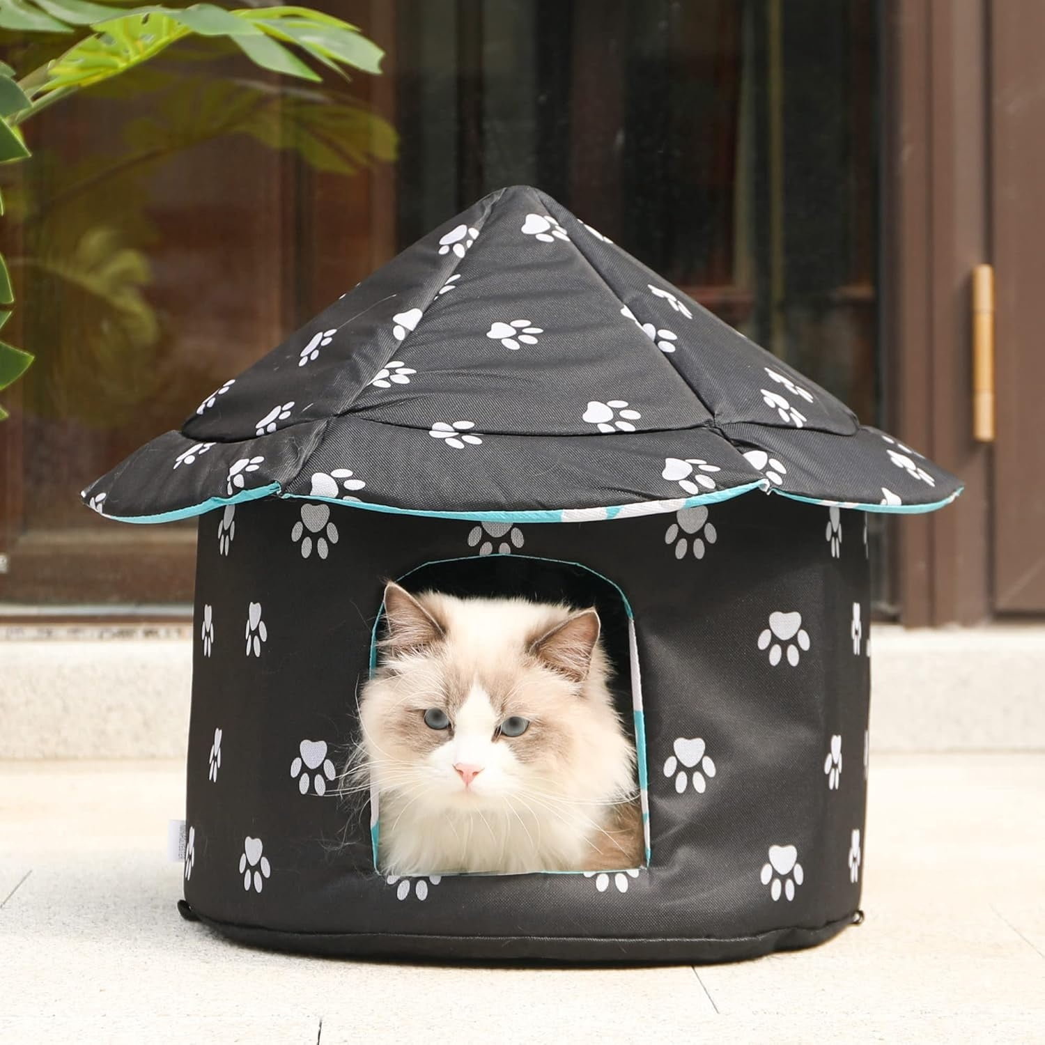 Weatherproof Warm Stray Cat Shelter Insulated Waterproof Outdoor Cat House Small Dog & Rabbit Hutch