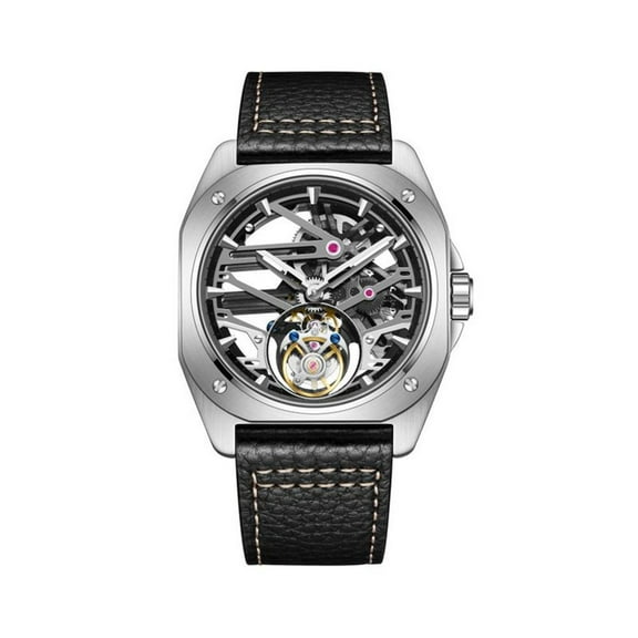 AESOP Real Tourbillon Skeleton Hand Wind Mechanical Wrist Watch Men Sapphire Crystal Diamond Business Dress Hollow Waterproof Clock Man Luminous Stainless Steel Leather Square Case Wristwatch