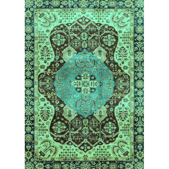 Ahgly Company Indoor Rectangle Persian Turquoise Blue Traditional Area Rugs, 7' x 10'
