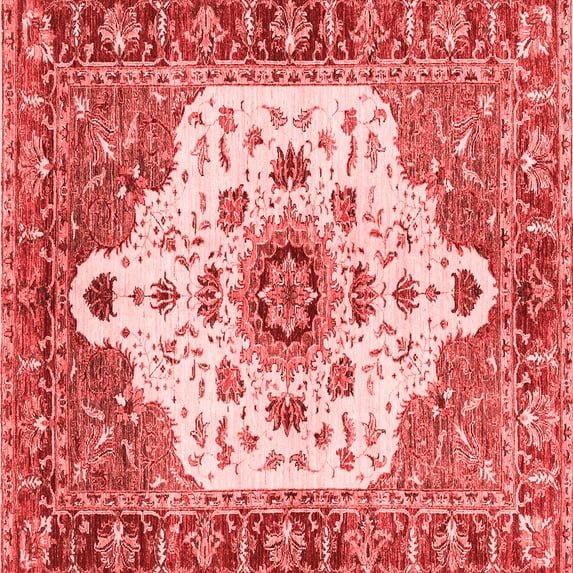 Ahgly Company Indoor Square Oriental Red Modern Area Rugs, 3' Square