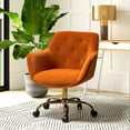 thumbnail image 2 of Swivel Task Chair With Arm, Tina's Home Rolling Velvet Tufted Back Metal Leg Teen Office Room Orange, 2 of 8