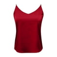 thumbnail image 6 of DuoJiaJ Womens Satin Camisole, V Neck Sleeveless Silk Summer Tank Top Red XXL, 6 of 7