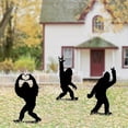 thumbnail image 6 of HELLOYOUNG 3PCS Metal Bigfoot Garden Stakes, Whimsical Sasquatch Yard Art with Peace Sign Heart Hands Rock on Gestures, Outdoor Metal Wall Art Decor for Fence Patio Lawn, 6 of 7