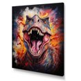thumbnail image 2 of Designart "Pop Art Interpretation of T-Rex Dinosaur I" Animals Canvas Wall Art - Modern Blue Dinosaur Entryway Wall Art, 2 of 6
