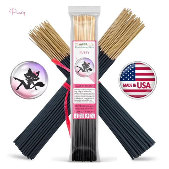 Pussy Incense Sticks 11" Bulk - 1 Bundle 85 to 100 Sticks - Smooth and Clean Long Burn Time, 45 to 60 Minutes.