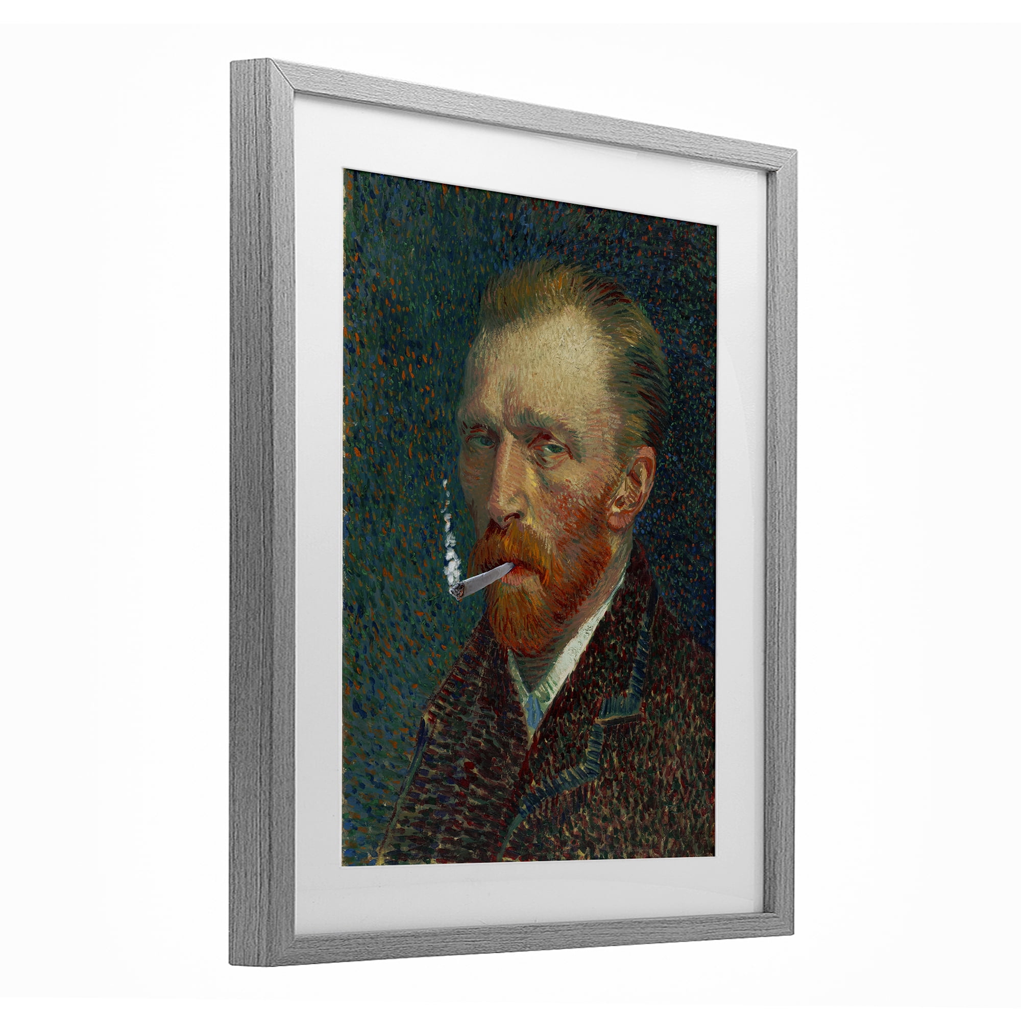 Van Gogh Portrait with Smoke Gray Framed Print Under Glass, design by Masters Redux