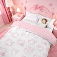 thumbnail image 3 of meiyoeat Pink Cute Cat Pattern Bedding,Girly Kitten Print Duvet Cover Full For Girl,Reversible,3 Pieces,1 Duvet Cover and 2 Pillowcases, 3 of 6