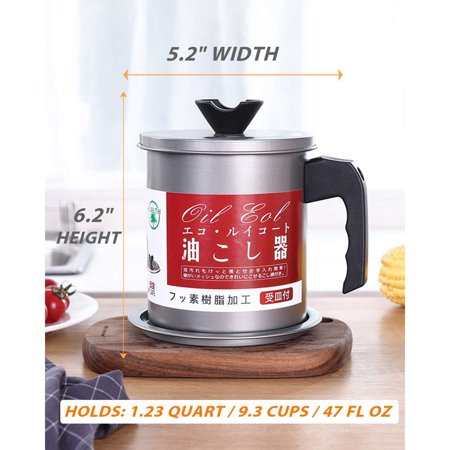 

Stainless steel filter oil storage tank 1.4 liter oil strainer and storage pot