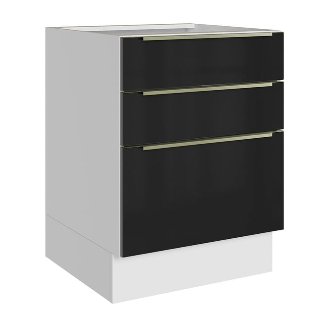 Gabinete Bajo Cocina Madesa Lux 3 Cajones Sin Encimera BN 60 cm