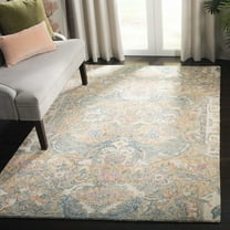 SAFAVIEH Aubusson Fiona Abstract Floral Wool Area Rug, Ivory/Sage, 6' x 6' Square