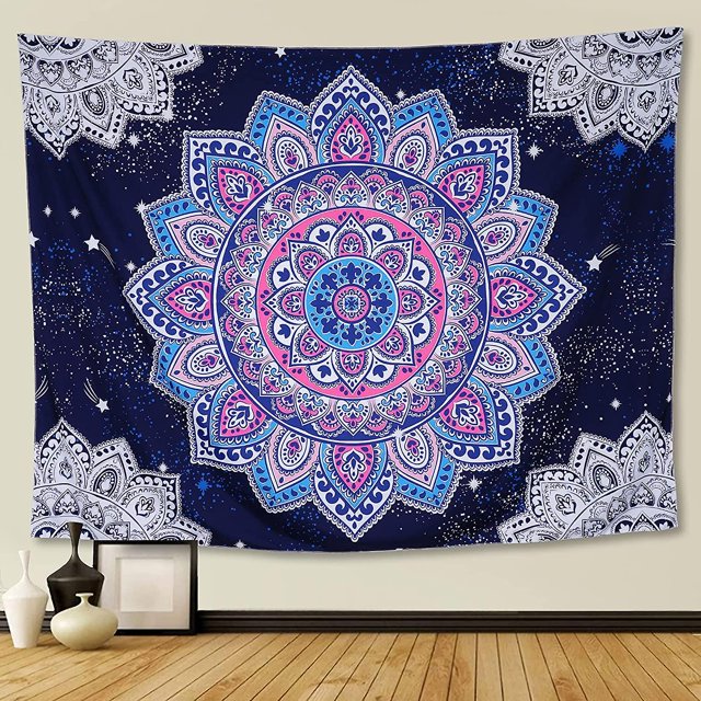 Otra decoración de pared 210x150 cm Tapices de mandalas azules y rosas para colgar en la pared Hippie indio bohemio estético arte psicodélico decoración de pared para dormitorio
