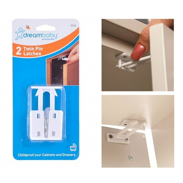 Dreambaby White Plastic Twin Pin Latches 2 pk Dreambaby White Plastic Twin Pin Latches 2 pk