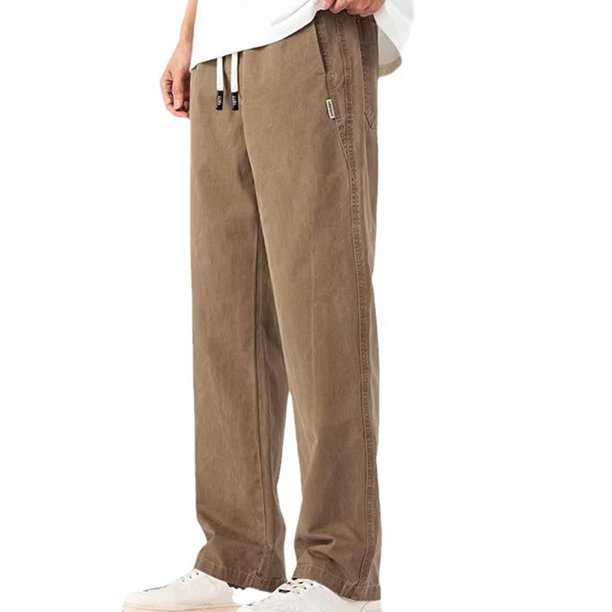 Pantalones largos para hombre, estilo casual, con cintura elástica y bolsillos, a la moda para exteriores