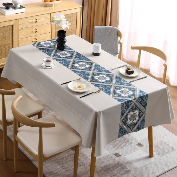 Mantel de PVC beige simple con deseos, resistente al agua y al aceite, mantel de viento, mantel de mesa, mantel de té