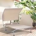 thumbnail image 2 of Outsunny 79" Outdoor Lounge Chair with Canopy w/ Pillow and Wheels, Sand, 2 of 10