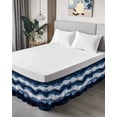 thumbnail image 4 of Abstract Mountain Bed Skirt King Size 16" Drop Watercolor White Navy Texture Nature Ruffled Wrap Around Bed Skirts Adjustable Elastic Bedskirt Dust Ruffle for King Size Bed, 4 of 7