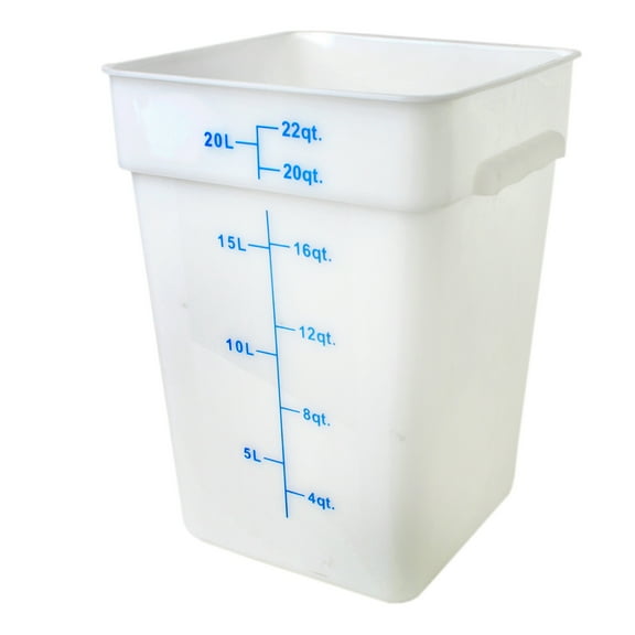 Excellante 22 quart plastic square food storage containers - white, NSF certified, comes in each