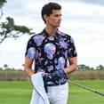thumbnail image 3 of Sikiie flower Skull crystal Print Men's Short-sleeved POLO Shirts, Button-down Shirts and T-shirts are Suitable for Vacation, Leisure and Business-Large, 3 of 6