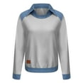 thumbnail image 7 of VISALY Women's Denim Collared Sweatshirt Patchwork Denim Pullover Tops Trendy Long Sleeve Shirts Henley Neck Button Up Tops Casual Lightweight Casual Fall Loose Sweatshirt Basic Tee Shirts Grey L, 7 of 7