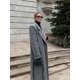 thumbnail image 4 of Abrigo elegante gris con hombros acolchados para mujer, abrigo clásico de manga larga con solapa y una hilera de botones, chaquetas largas de moda para mujer 2024, 4 of 5