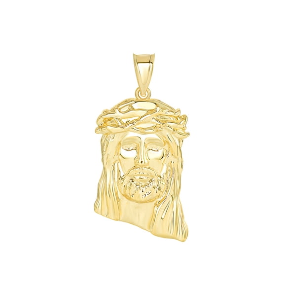 Solid Gold Jesus Christ Head (Small) (1.20") (10K Yellow Gold, Pendant)