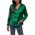 thumbnail image 2 of Utoimkio Women's Satin Silk Button Down Shirts Classic Fit Dress Shirt Work Business Blouses Casual Long Sleeve Tunic Tops for Women, 2 of 9