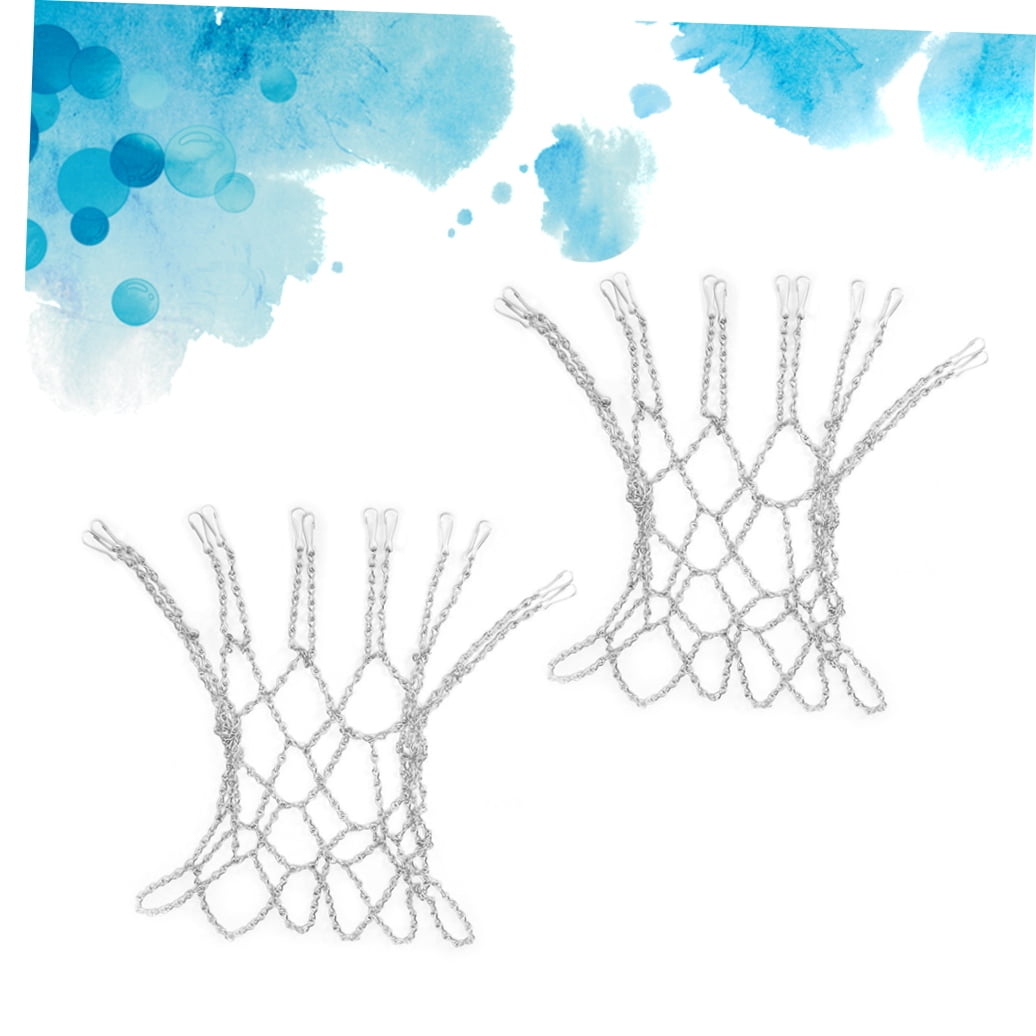 LOLIPPYY 2-Pack Standard Size Heavy Duty Rust-Resistant Iron Chain Basketball Nets, Plated Replacement for Outdoor Courts