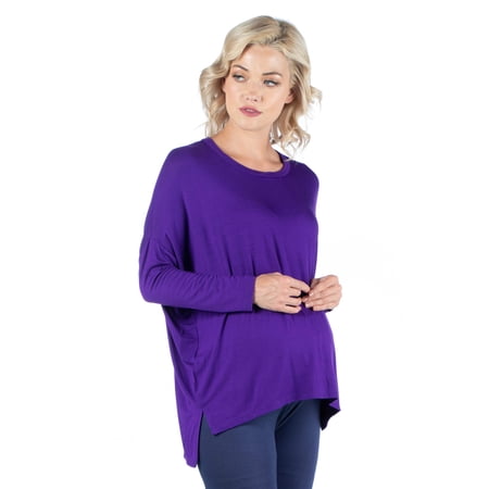 24seven Comfort Apparel Maternity Wide Boat Neck Long Sleeve Dolman Style Top