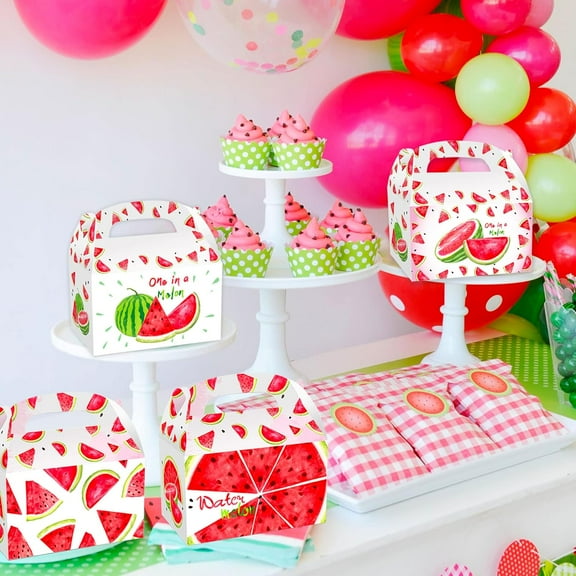 Watermelon Paradise Party Gift Box 12pcs - Red & Green Contrasting Design Summer Fresh Theme Birthday Party Gift Set