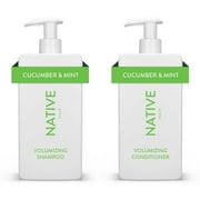 Native Volumizing Shampoo & Conditioner Set, Cucumber & Mint, Sulfate & Paraben Free, 16.5 oz