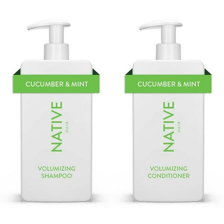 Native Volumizing Shampoo & Conditioner Set, Cucumber & Mint, Sulfate & Paraben Free, 16.5 oz