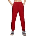 thumbnail image 2 of TrendOFT Womens Tear Away Basketball Pants Casual High Split Snap Button Post Surgery Sweatpants with Pocket Red M, 2 of 5