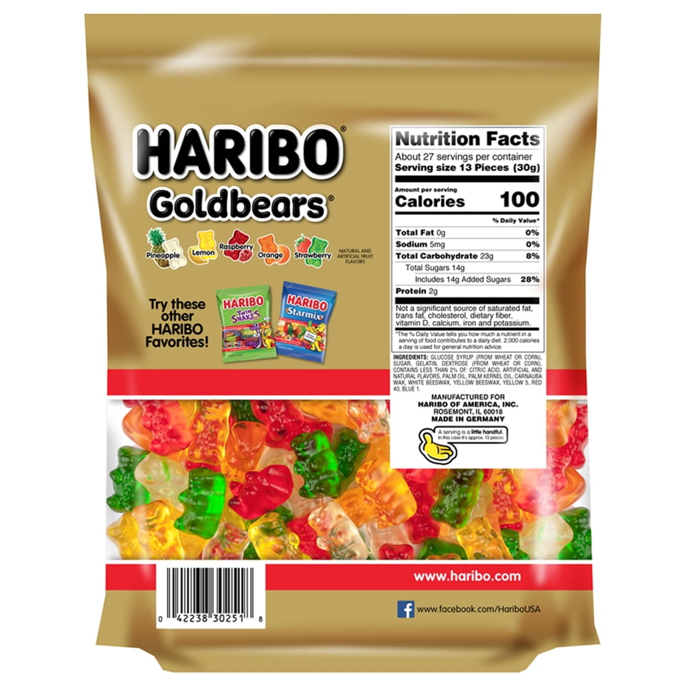 HARIBO Goldbears Gummy Bears Original Assorted Fruit Flavor Candy Gummies, 28.8 oz, Bulk Party Size Bag