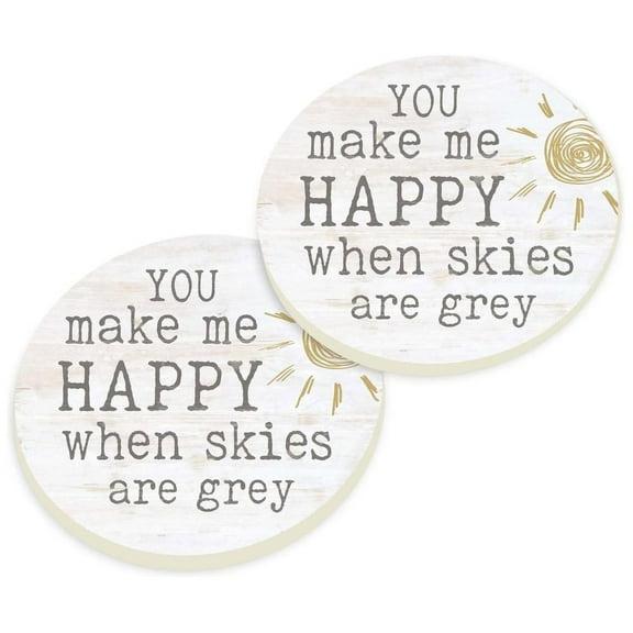 P. Graham Dunn You Make Me Happy Yellow 2.75 x 2.75 Absorbent Ceramic Car Coasters Pack of 2