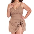 thumbnail image 4 of Yammkia Shapewear Swimsuits for Women Womens One Piece Swimsuit Retro Tummy Control Bathing Suits Ruched Modest Full Coverage Swimwear(Khaki,XXXXXL), 4 of 4