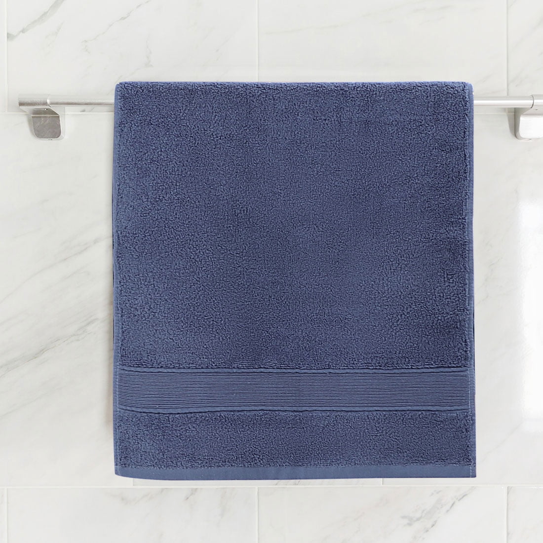 Unique Bargains 2-Pack 100% Cotton Soft Drying Hand Face Towels Navy Blue