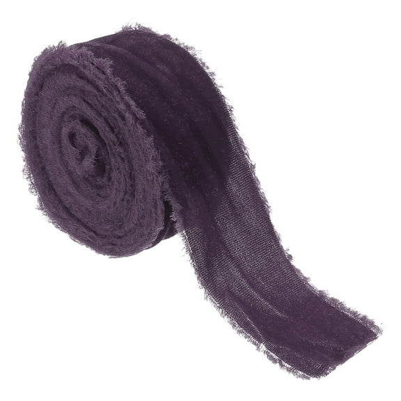 Velvet Ribbon for Gift Wrapping 1-1/2 Inch x 3 Yard Handmade Frayed Vintage Ribbons, Dark Purple