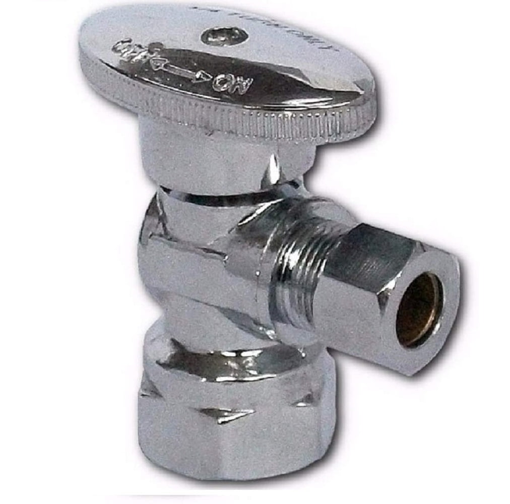 EZ-Fluid 1/2' FIP x 3/8' OD Comp. Heavy Duty Lead Free Brass Angle Stop Valve Water Shut Off Ball Valve 1/4 Quarter Turn Chrome Brass-1Pc