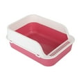 Kitty Litter Pan Semi Closed High Sided Splashproof Open Top Pet Litter Tray Pink