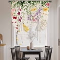 thumbnail image 4 of Flowers Spring Summer Tie Up Curtain 54 Inches Long, Leaves Floral Retro Beige Balloon Style Kitchen Window Curtain Over Sink, Small Window Rod Pocket Curtain 42"x54", 4 of 9