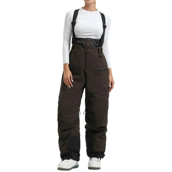 FAVIPT Womens Snow Ski Overalls Baggy Outdoor Snowboard Pants Winter Casual Snow Overalls Waterproof Windproof Warm Ski Bibs 2025 Coffee,M