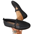 thumbnail image 3 of Bkhluea Women Leather T-Strap Buckle Loafer Flats Comfortable Footwear For Office Casual Outdoor Daily Activities, 3 of 6