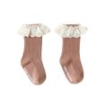 thumbnail image 2 of Spazoro Toddler Girls Boys Socks, Cute Print Lace Cotton Warm Mid Tube Socks for Child Kids Girls Coffee Size 0 T, 2 of 3