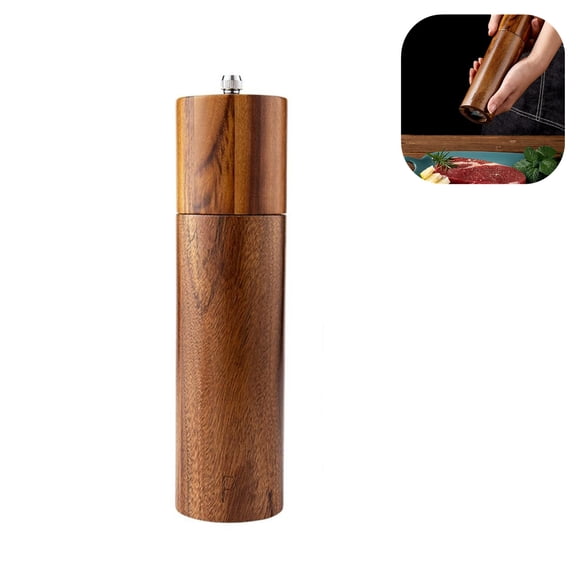 JOWNEEL Acacia Wooden Salt and Pepper Grinder Set 8 Inches Refillable Salt and Pepper Mills Adjustable Coarseness, Acacia Wood with Ceramic Core Peppercorn Shaker Tableware Birthday Gifts