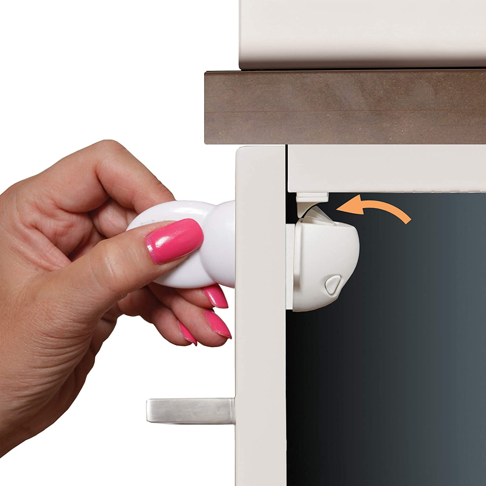 Dreambaby Adhesive Mag Lock 1 Key Cabinet Drawer Lock Plastic Magnet White, 2 Pack - image 3 of 7