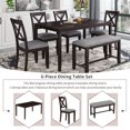 thumbnail image 2 of Harper & Bright Designs 6 Pieces Kitchen Upholstered Dining Table Set for 6 with Bench Wooden Rectangular Dining Table and 4 Chairs, Espresso, 2 of 12